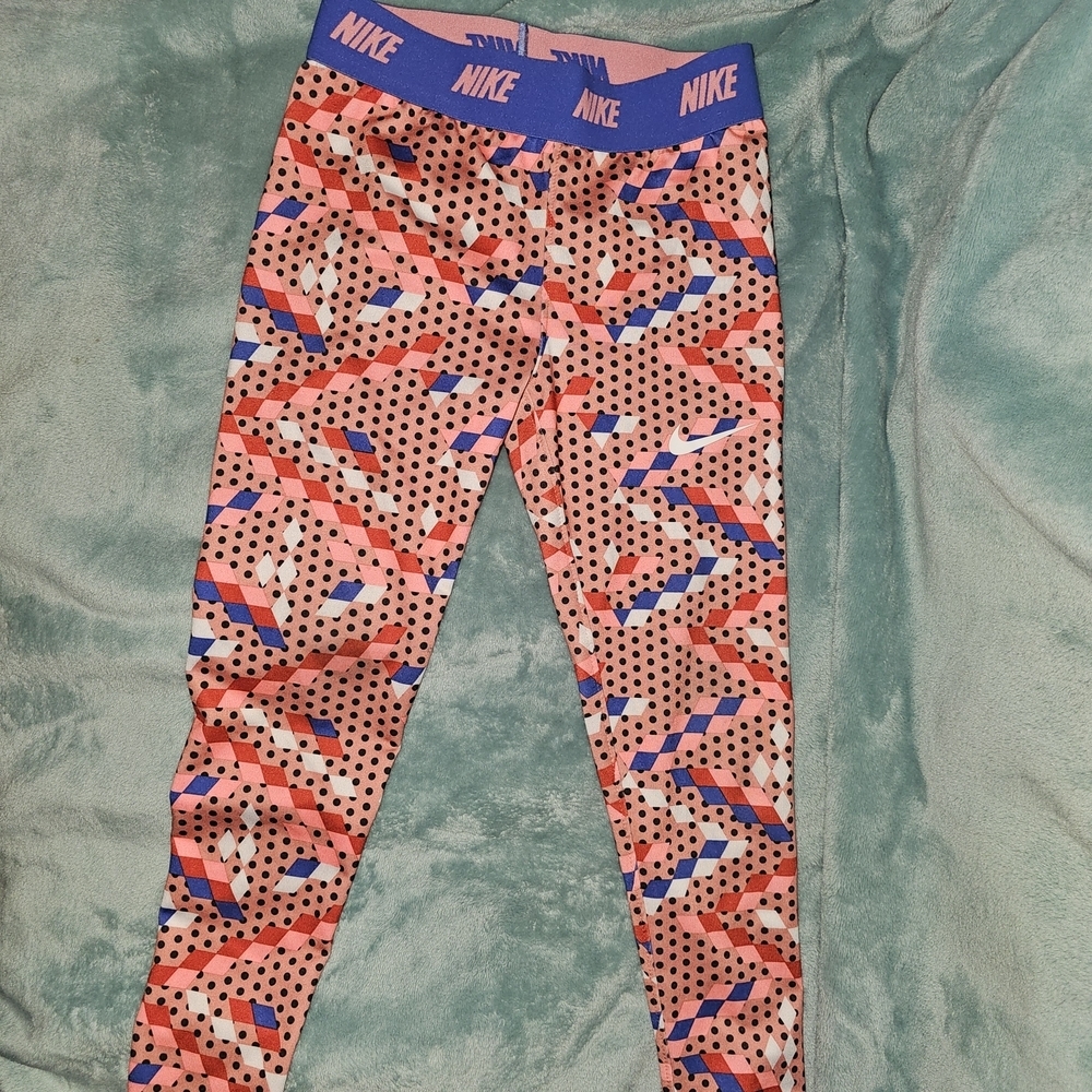 Nike Pink and Blue Geometric Leggings
